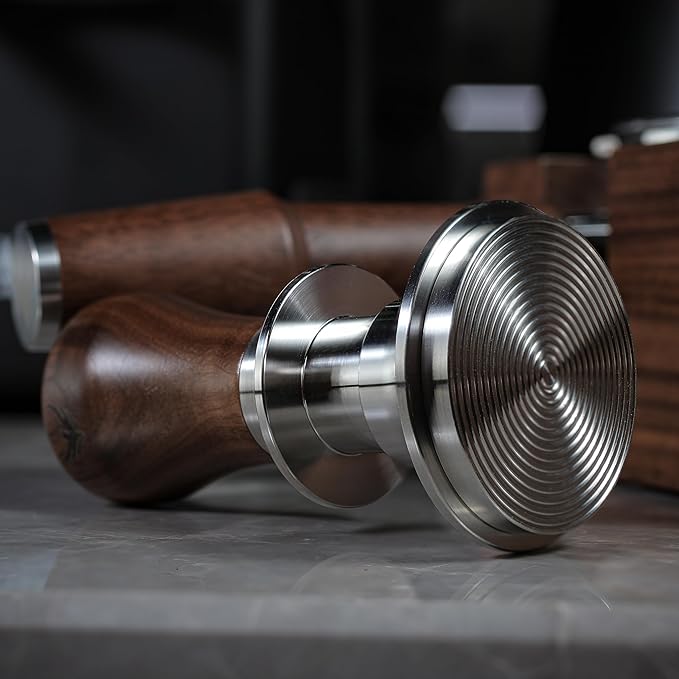 58mm Tamper Kit for E61 Group Head 6pcs Walnut Auto Tamper, Bottomless Portafilter 58mm, Magnetic Espresso Funnel, Distribution Tool, and WDT Needle Distributor