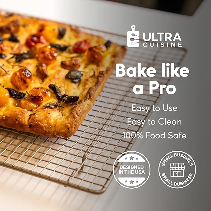 Ultra Cuisine Heavy Duty 100% Stainless Steel Cooling Rack for Cooking and Baking - Baking Rack & Wire Cooling Rack - Fits Half Sheet and Jelly Roll Sheet Pans - 11.5''x16.5'' & 10''x14.75''