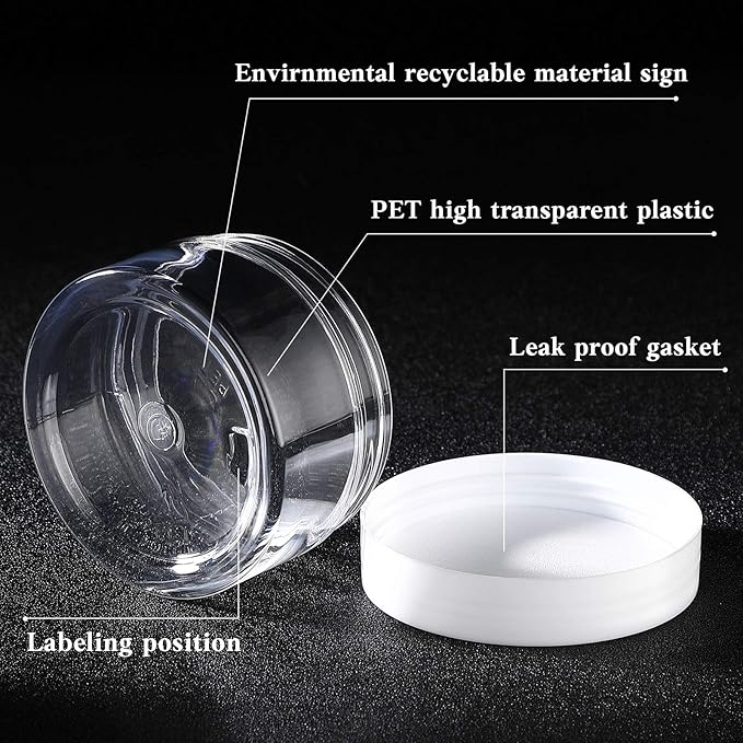 Patelai 4 Pieces Round Wide-mouth Leak Proof Plastic Container Jars with Lids for Travel Storage Makeup Beauty Products Face Creams Oils Salves Ointments DIY Making(4 Ounce,White)