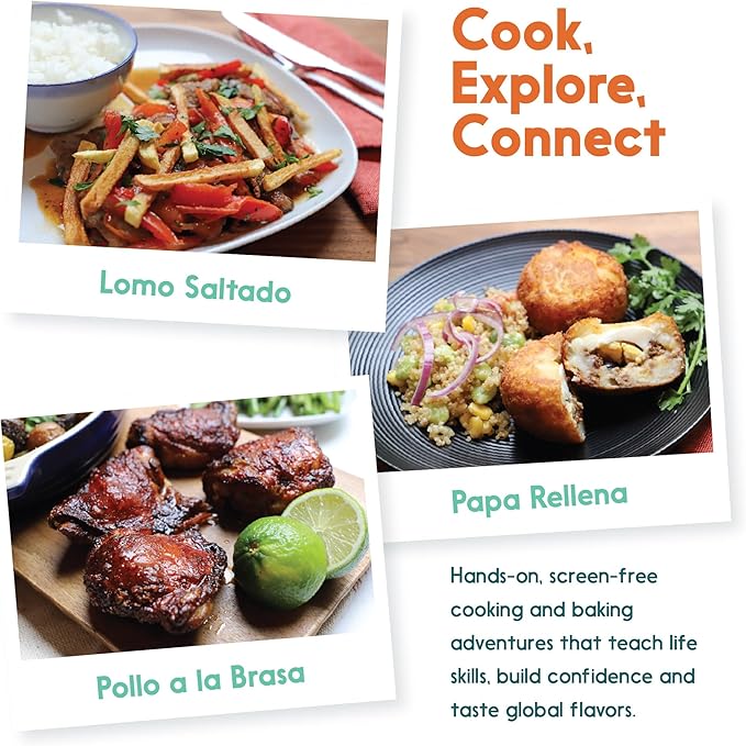 eat2explore Cooking Kits for Kids – Interactive & Educational Kids Cooking Sets Real for Ages 5 and Up,3 Recipe Cards & Global Ingredients – Fun Gift for Young Chefs (Peru Edition)