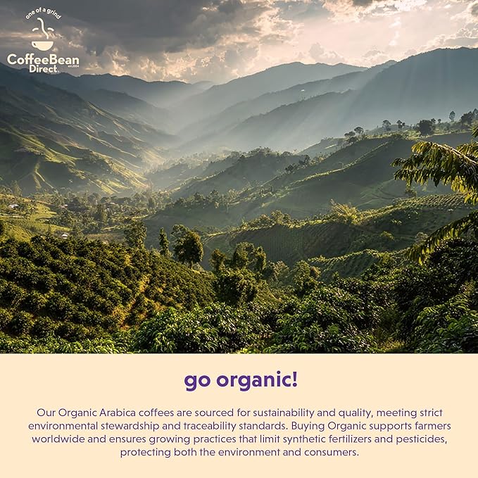 Coffee Bean Direct Organic Fair Trade Dark Ethiopian Yirgacheffe, Whole Bean Coffee, Dark Roast, 2.5 Pound Bag (Pack of 1)