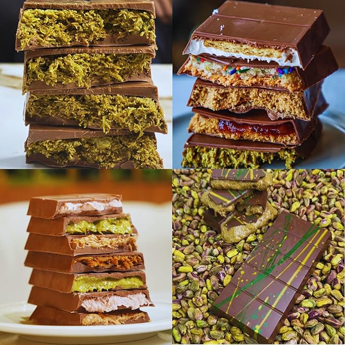 2 PCS Chocolate Bar Molds Deep Silicone Molds for Chocolate Bar Pistachio Dubai Candy Milk Chocolate Stuffed Bar