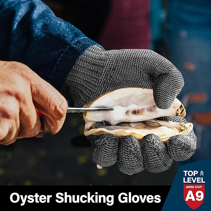 Schwer Ultimate Cut Resistant Gloves Beyond ANSI A9, Reinforced Stainless Steel Glove, Food Grade Mesh Metal Gloves for Butcher Meat Cutting, Oyster Shucking, Mandoline, Non-PFAS, PR1708 (M, 1 Pcs)
