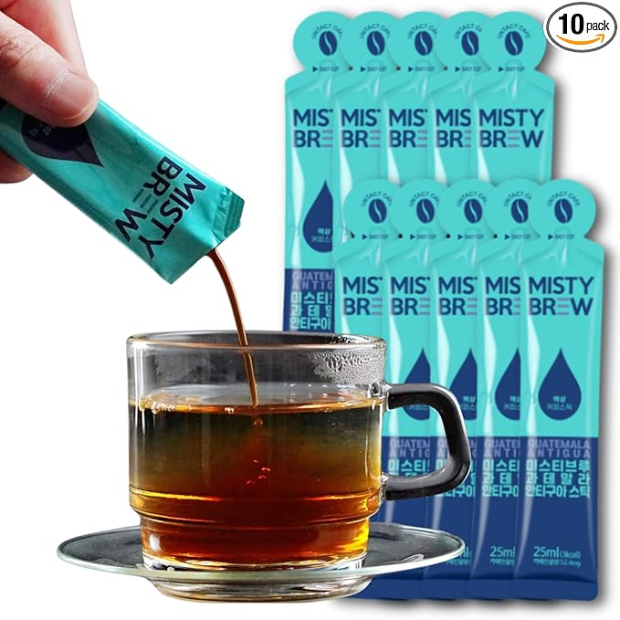 Cold Brew Coffee Concentrate liquid, Single Serve Coffee Sticks, MistyBrew, Imported from Korea, Premium coffee (10 stickes, Antigua)