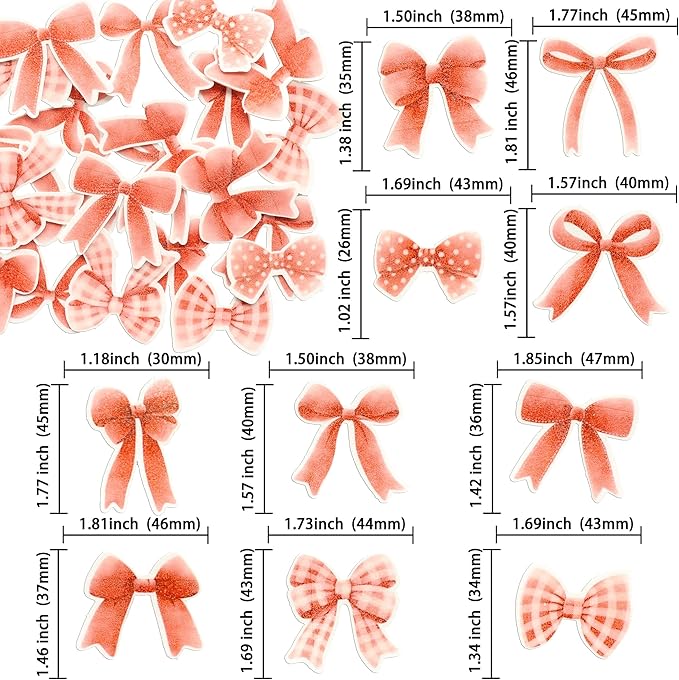 Gyufise 50Pcs Edible Red Bowknot Cupcake Toppers Wafer Paper Bowknot Cake Dessert Picks Baby Shower Princess Cupcake Toppers for Birthday Party Decoration Supplies
