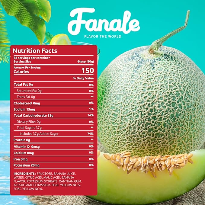 Fanale Premium Flavoring Concentrated Syrup for Bubble Tea 11 lb | Honeydew Flavor Syrup | for Boba Tea, Smoothies, Slushes, Desserts | 11lb | Pack of 4 | SRP070-CS