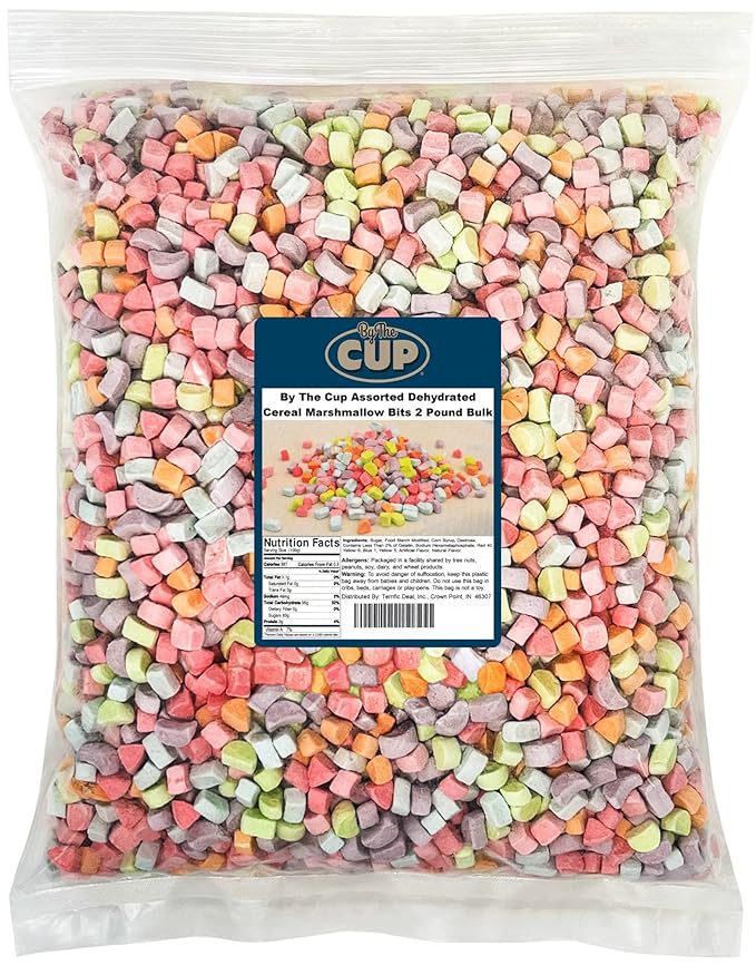 By The Cup Assorted Dehydrated Cereal Marshmallow Bits, 2 lb Bulk Bag