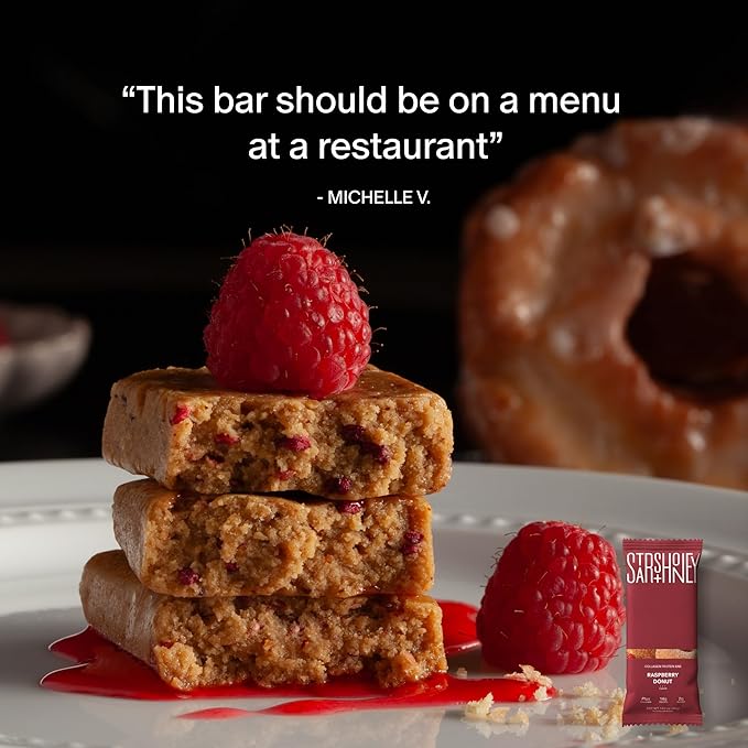 Stars + Honey Protein Bars- The Raspberry Donut,14g Protein, 2g Sugar, w/Collagen Keto Friendly Snack - Gluten, Dairy, & Soy Free - High-Protein Snacks for Energy & Recovery-10 pack