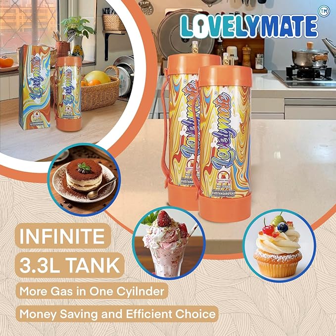 Whipped Cream Charger Tank 3.3L 2000G Whip Cream Charger Cylinder Food Grade Flavored (Tips Included) (2, Tropical Punch)