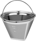 #4 Reusable Permanent Cone Coffee Filters, 8~12 Cup Size 4 Coffee Filters, Perfect Fit for Cuisinart Hamilton Beach Coffee Maker Filter, Replace Cuisinart GTF Gold Tone Coffee Filters