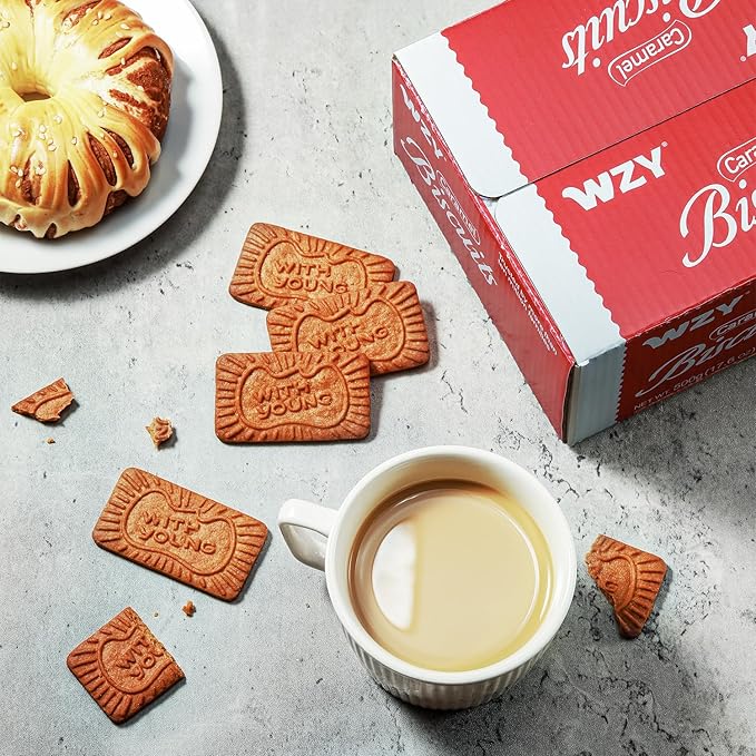 WZY Gourmet Caramelized Biscuit Biscotti Cookies Vegan Non-GMO Project Verified 17.6 OZ (500g) Perfect Crunch for Coffee Tea Snacking & Desserts Crunchy Buttery & Delicious (17.6 OZ (500g))