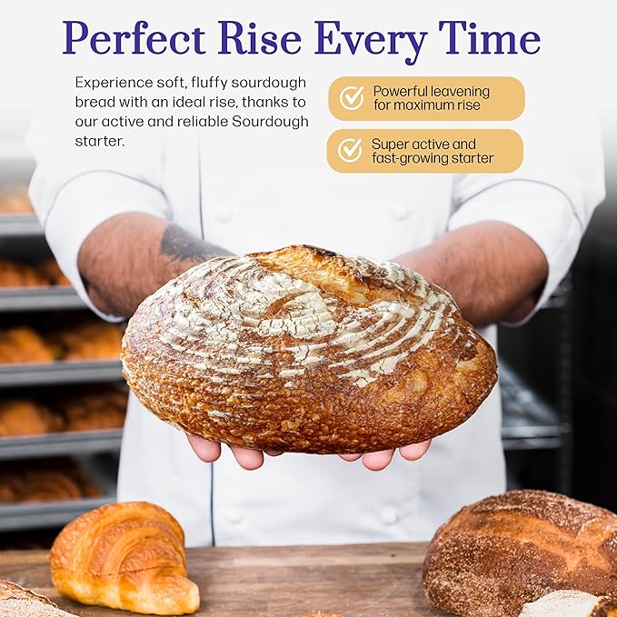 Mature Sourdough Starter Culture – 100+ Years Old Dehydrated Sourdough Starter Kit for Delicious Homemade Sourdough Bread – All-Natural and Organic - Beginner Friendly, Fast reactivation and Expert Support