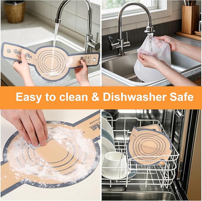 2 PCS Silicone Bread Sling with Dough Kneading Bag, Non-Stick & Easy Clean Round Reusable Silicone Baking Mat, for Dutch Oven, 500 Degrees Heat Resistant