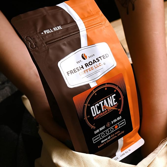 Fresh Roasted Coffee, Octane, 12 oz, Dark Roast, Kosher, Whole Bean