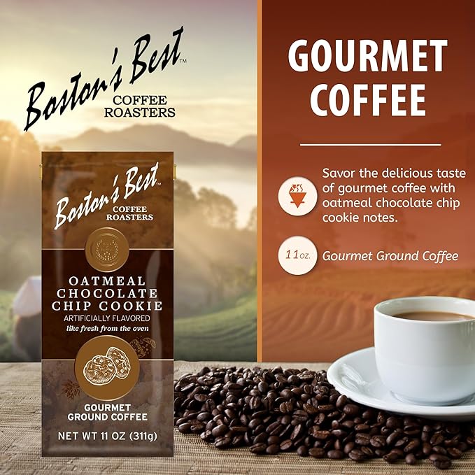 Boston’s Best - Oatmeal Chocolate Chip Flavored Coffee, Delicious Gourmet Premium Ground Coffee, 11 oz. / 311 g Bag