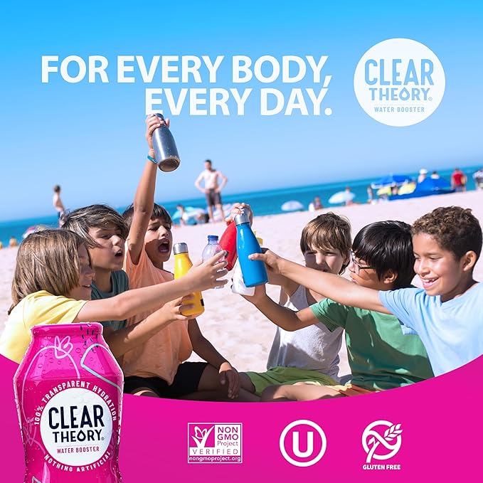 Clear Theory Water Flavoring Drops with Electrolytes – Electrolyte Drink Mix, [Watermelon Berry] Water Enhancer for Kids & Adults, Sugar-Free, Vegan, Gluten-Free, 2-Pack (1.62 fl oz Bottles)