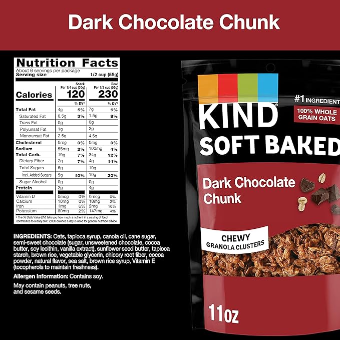 KIND Soft Baked Granola, Dark Chocolate Chunk, 5 count
