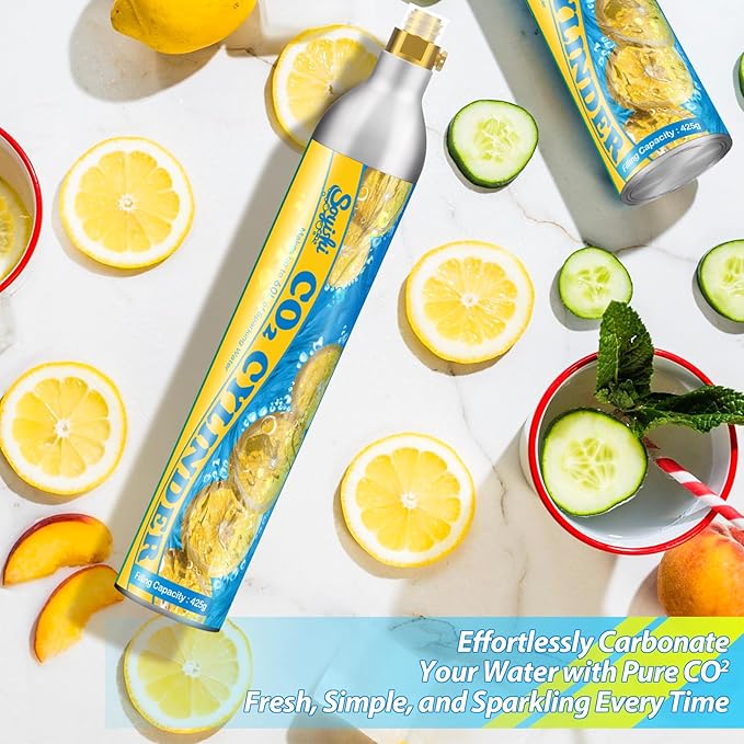 60L Threaded CO2 Cartridges Cylinder 14.5oz CO2 Canister Sparkling Water Carbonates Compatible with Soda Maker Set of 3