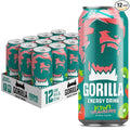 Gorilla Energy Drink, Kiwi Strawberry, 200mg Natural Caffeine, Real Fruit Juice Squeezed & Concentrated, L-Theanine, Taurine, Ginseng, Acetyl L-Carnitine, No Added Sugar and No Artificial Colors, 12 Pack