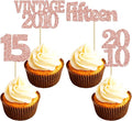 Gyufise 24Pcs 15th Birthday Cupcake Toppers Glitter Fifteen Vintage 2010 Hello 15 Years Birthday Cupcake Picks Sweet 15 Cake Decorations for Happy 15th Anniversary Party Supplies Rose Gold