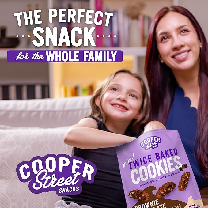 Cooper Street Twice-Baked Brownie Chocolate Biscotti Cookies (16oz each, Pack of 4) - 50 Two-Bite Mini Italian Style Snacks - Dairy-Free, Peanut Free, Kosher, Low-Calorie, Perfect with Coffee or Tea