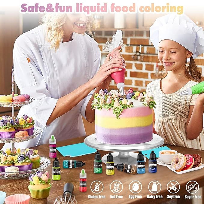 Food Coloring - Vibrant Liquid Icing Food Coloring Set for Baking, Cake Decorating, Easter Egg, Airbrush - Tasteless Food Color Dye for Fondant, Slime, DIY Crafts - 5.5 Fl.oz / 160ml Each (Violet)