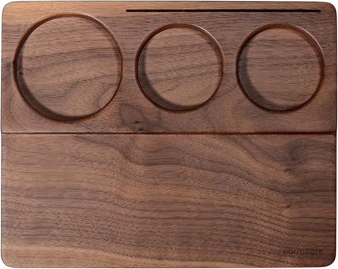 Normcore Tamping Station - Natural Walnut Espresso Tamping Mat - Wooden Tamping Mat for 51/54/58mm Portafilter, Tamper, Distributor, Puck Screen and Portafilter - Genuine American Walnut Wood