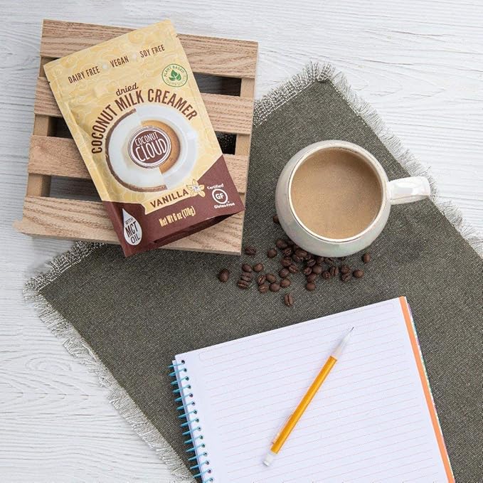 Coconut Cloud: Plant Based Dairy Free Coffee Creamer | Keto Friendly, Unsweetened Coconut Milk Powder | Low Sugar, Dairy Free, Non-GMO, Plant Based, Gluten & Soy Free, USA Made, (Vanilla & Original Combo), 2-Pack