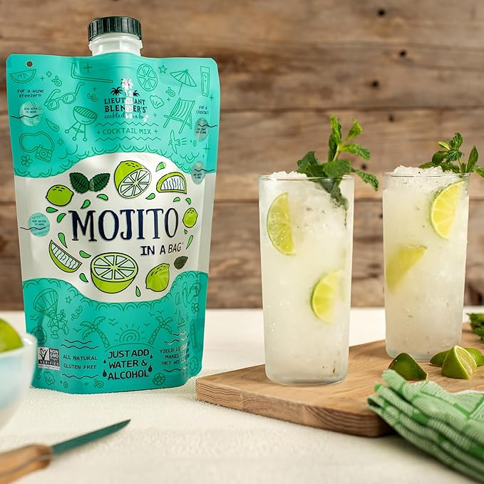 Lt. Blender's Mojito in a Bag - Each Bag Makes 1/2 Gallon of Frozen Cocktails – Non-GMO Cocktail Mix for Slushies – Make a Cocktail, Wine Slushie or Mocktail - (Pack of 3)