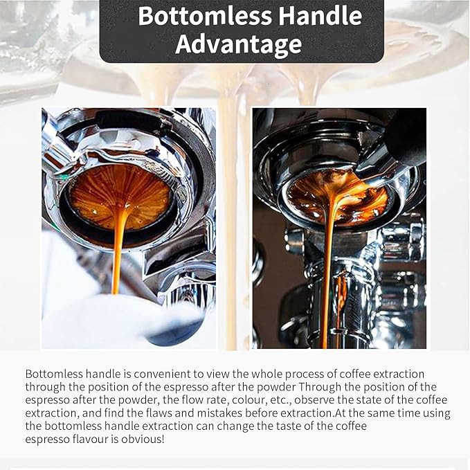 51mm Bottomless Portafilter for Delonghi Dedica EC680, EC685,SMEG and EUPA Coffee Machines, 3-Ear Design, Stainless Steel 51mm portafilter with Stainless Steel Double Shot Capacity Cup Filter Basket