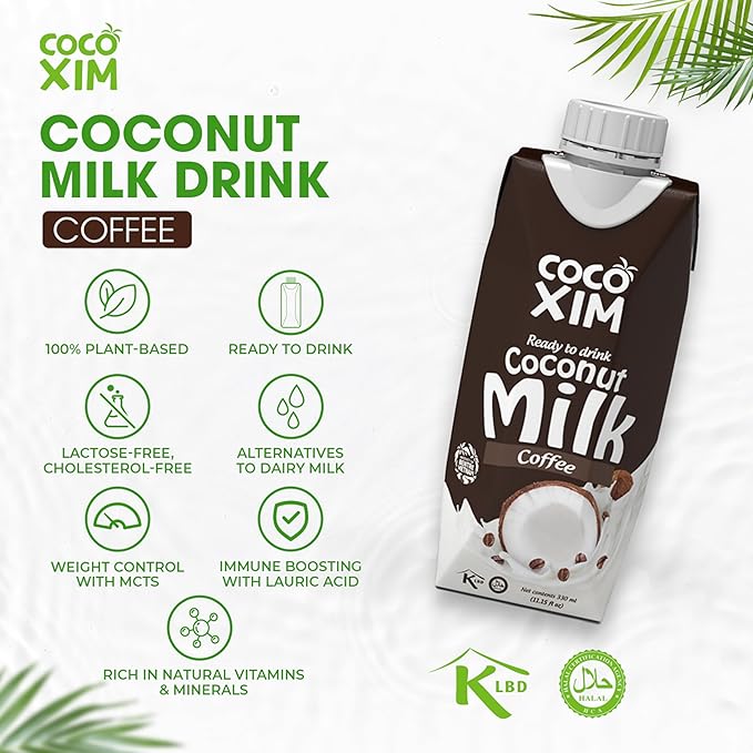 COCOXIM Ready to Drink Coffee Coconut Milk – 11 oz (Pack of 12) | 100% Vegan & Plant Based | Halal & Kosher Certified | Gluten & Lactose Free | Perfect to Add to Cereals, Smoothies and Desserts