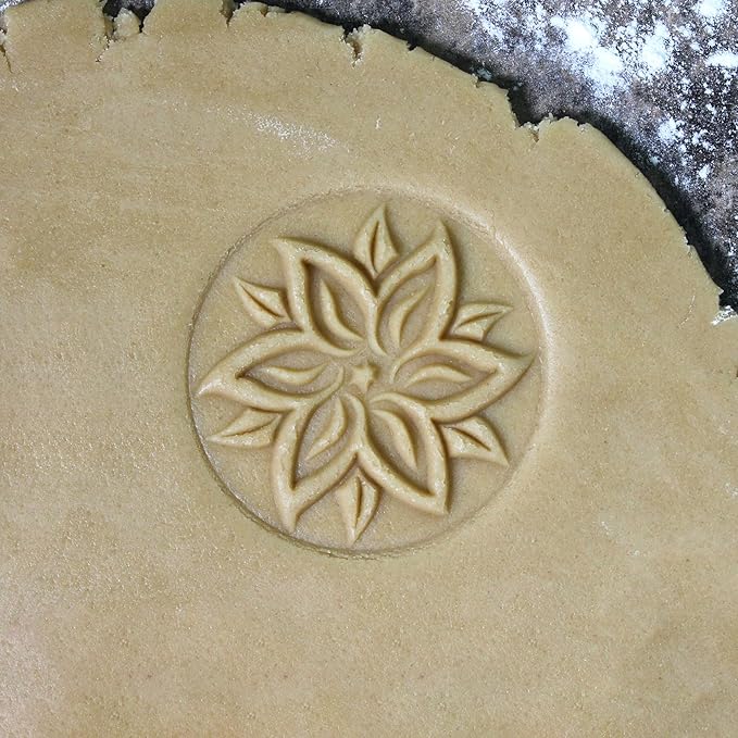 Wood Cookie Stamp, 2.5 Inch (Poinsettia CS-014)