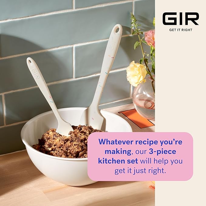 GIR: Get It Right 3 Piece Silicone Utensil Set - Spatula, Flip & Spoonula - Non-Stick, Heat Resistant & Dishwasher Safe - Silicone Kitchen Utensils - BPA & BPS Free - Slate Spatula Set
