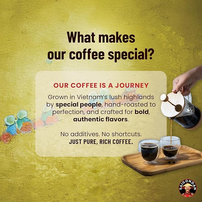 Vietnamese Coffee Beans - Saigondan Joyful | Medium Roast | 100% Arabica Bourbon | Single Origin | Roasted in Small Batches | Direct Trade | Notes of Orange Blossoms | No Preservatives | 12 Oz