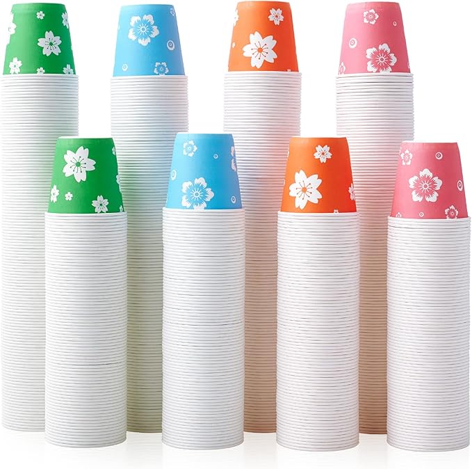 LITOPAK 800 Pack 3oz Disposable Bathroom Cups, Colorful Disposable Mouthwash Cups, Small Disposable Cups, Mini Paper Cups for Parties, Picnics, Barbecues, Travel and Events