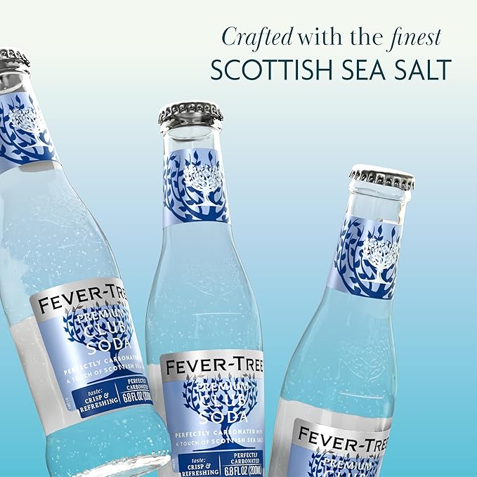 Fever-Tree Premium Club Soda, No Artificial Sweeteners, Flavourings or Preservatives, 6.8 Fl Oz (Pack of 24), Clear (A500115)