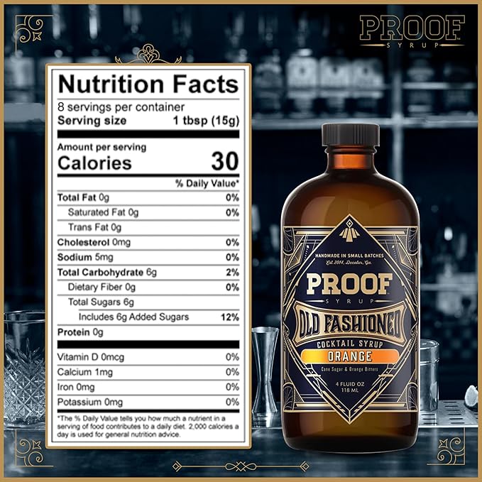 Proof Syrup - Old Fashioned Cocktail Mix - Made with Real Bitters & Cane Sugar - Orange Flavor - Fast, Easy, Delicious, Handcrafted Cocktail Syrup - 4oz