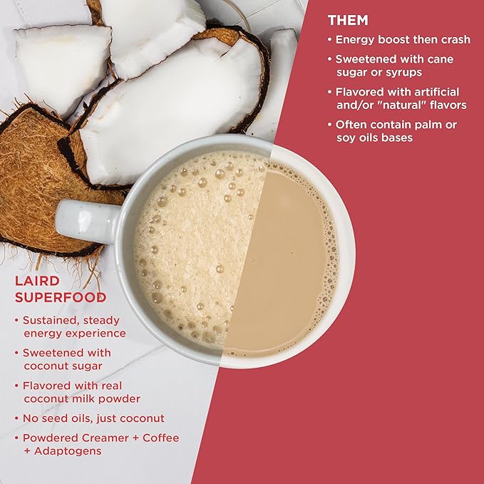 Laird Superfood Instant Latte 100% Arabica Coffee Sweet & Creamy, Non-Dairy, Superfood Creamer, Gluten Free, Non-GMO, Vegan, 8 oz. Bag, Pack of 1