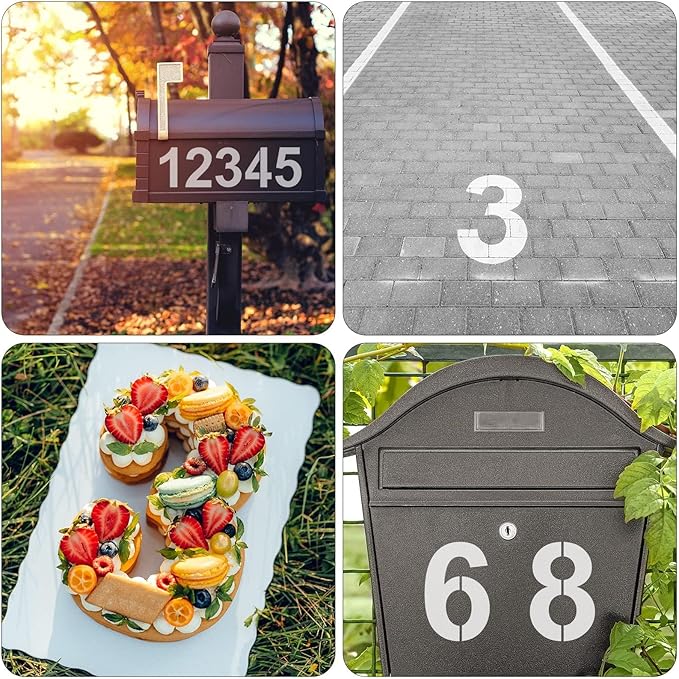 8 Inch Plastic Number Stencils Set - Reusable Digital Templates for Cake, Address, Painting
