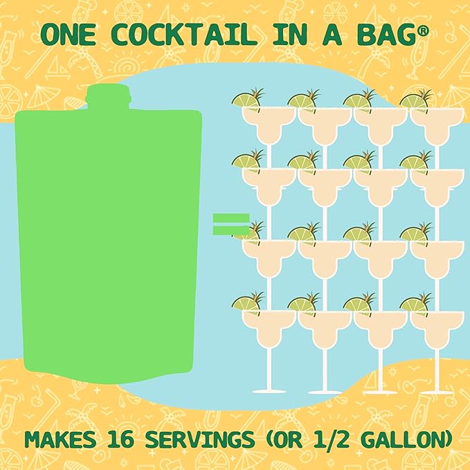 Lt. Blender's Margarita in a Bag - Margarita Mix - Each Bag Makes 1/2 Gallon of Frozen Margaritas – Non-GMO Cocktail Mix - No Blender Needed – Add Liquor, Wine or as a Mocktail (Pack of 3)