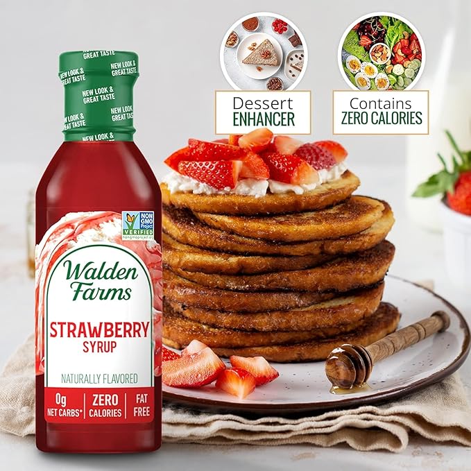 Walden Farms Strawberry Syrup – Perfect for Desserts, Smoothies, Breakfast – Zero Calorie, Sugar-Free, Low Carb, Keto-Friendly, Gluten-Free, Vegan – 2-Pack, 12 oz Bottles