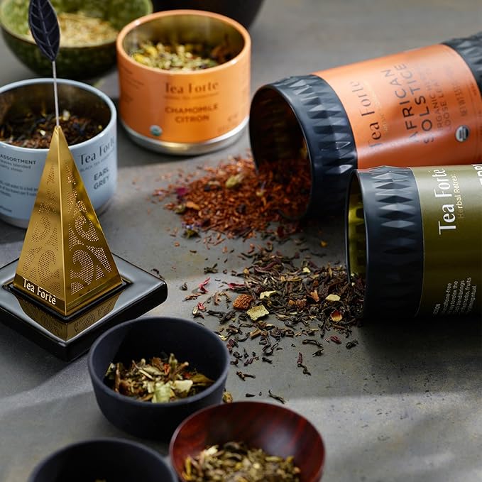 Tea Forte English Breakfast Premium Organic Loose Leaf Caffeinated Black Tea Blend Canister, Makes 35-50 Cups