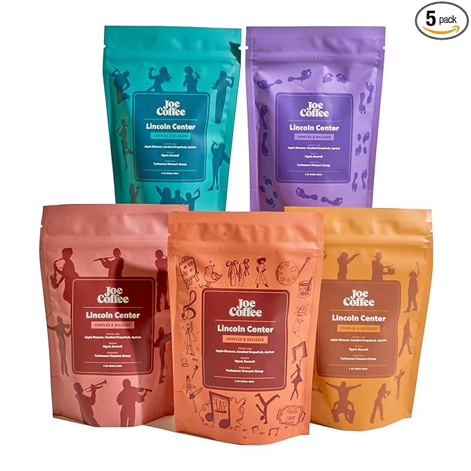 Joe Coffee Company x Lincoln Center - 6 oz Bag Whole Bean Coffee Bundle of 5| Women-Produced, NYC Roaster, Rainforest Alliance Certified, Kosher, Climate-Friendly, Specialty Grade