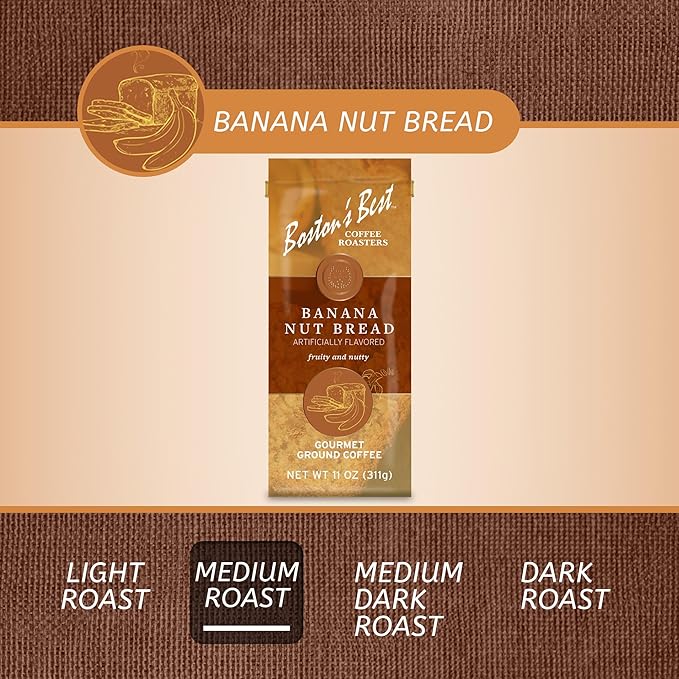 Boston’s Best Coffee - Banana Nut Bread Flavored Delicious Gourmet Premium Ground Coffee, 11 oz. / 311 g Bag
