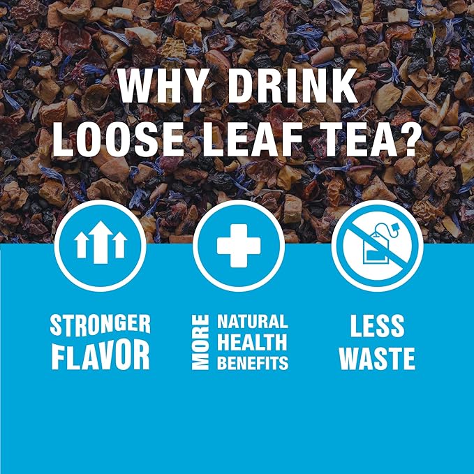 Tiesta Tea - Blueberry Wild Child, Loose Leaf, Blueberry Hibiscus Herbal Tea, Premium Non-Caffeinated Blend, Hot or Iced & Brews Up to 250 Cups, 16oz Bulk Pouch & 5.5oz Refillable Tin Combo