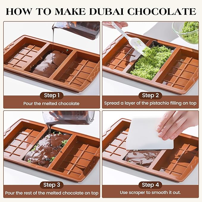 1 Pc Chocolate Bar Mold Deep Large Chocolate Molds Silicone Break Apart Thick Silicone Molds for Candy Bar (10 Snap）