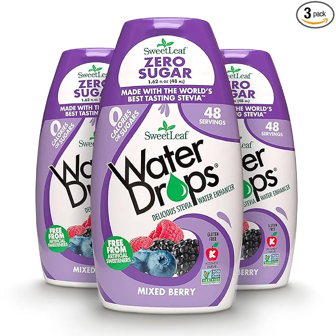 SweetLeaf Water Drops, Mixed Berry – Sugar-Free Water Enhancer Drops, Stevia & Monk Fruit Sweetener Water Flavoring, 1.62 Oz (Pack of 3)