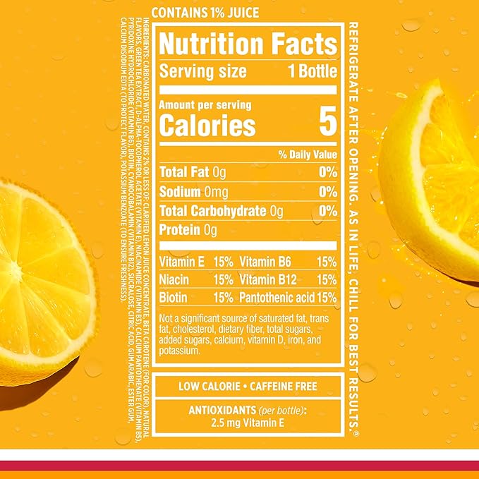 Sparkling Ice, Classic Lemonade Sparkling Water, Zero Sugar Flavored Water, with Vitamins and Antioxidants, Low Calorie Beverage, 17 oz Bottles (Pack of 12)