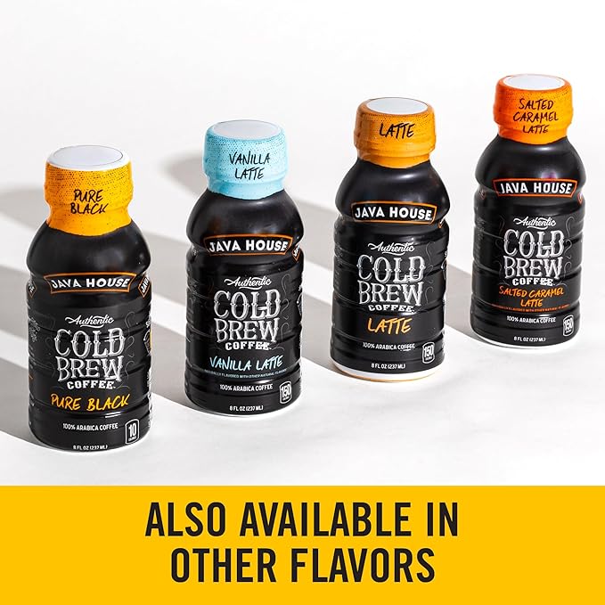 Java House Cold Brew Coffee Ready to Drink Bottles - Pure Black - 6 Pack of 8oz Bottles - 100% Arabica Coffee