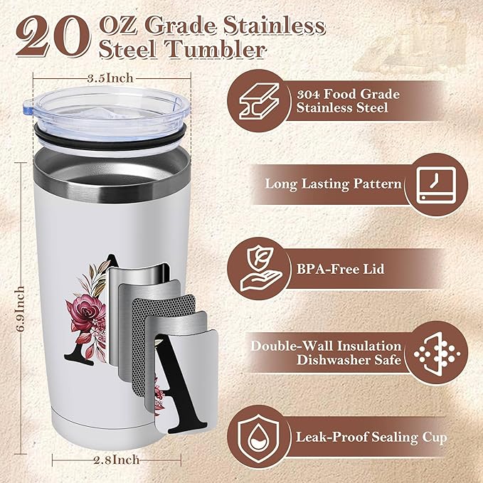 20 Oz Insulated Coffee Cup with Lid Car Tumbler Travel Mug Women Teacher Female Male Best New Appreciation Thank you Favorite Good Goodbye Retirement Friends Social Bestie Work Monogrammed Gift